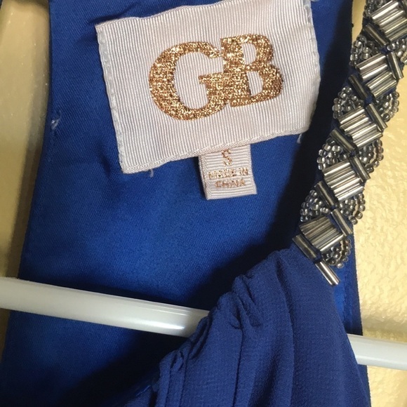 GB formal Blue knee length with halter beaded straps size small - Picture 4 of 6